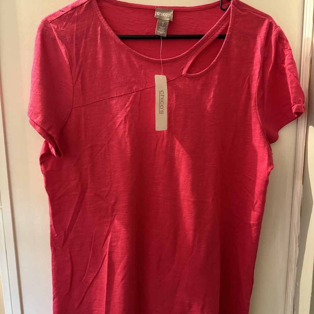 CHICO'S NEW 1 Tatelyn Cutout‎ Scoop Pink  Beach Summer Coastal Comfort